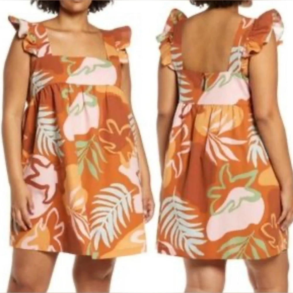 Open Edit Floral Baby Doll Ruffle Strap Mini Dress Size XL - Picture 7 of 7
